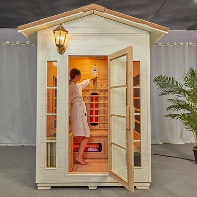 Сауна пара твердого деревянного Hemlock OEM на открытом воздухе ультракрасная для человека 3