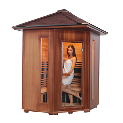 Hemlock Red Cedar Wooden 4 Person Outdoor Garden Sauna Infrared