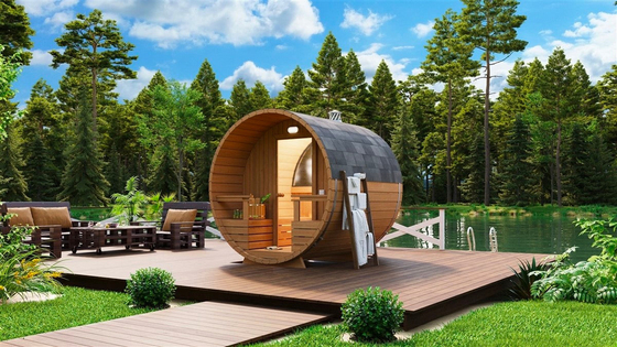 Сауна бочонка красного кедра Hemlock Smartmak твердая деревянная на открытом воздухе со стеклянным окном