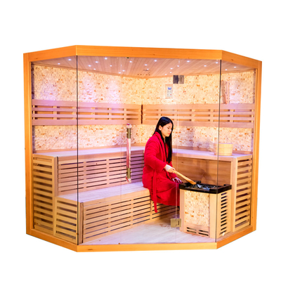 1750W Hemlock Cedar Домашняя сауна с 8 мм закаленным стеклом Компьютерная панель управления Система безопасности.