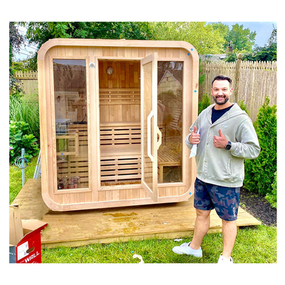 Luxury Hemlock Outdoor Dry Sauna For 5 6 Persons Регулируемая вентиляция 15-90 °C Температурный диапазон